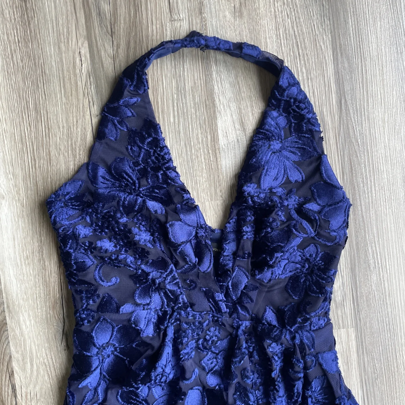 House of Harlow x Revolve Aurelia Midi Blue Sheer Asymmetrical Floral Dress S‎ - Image 4