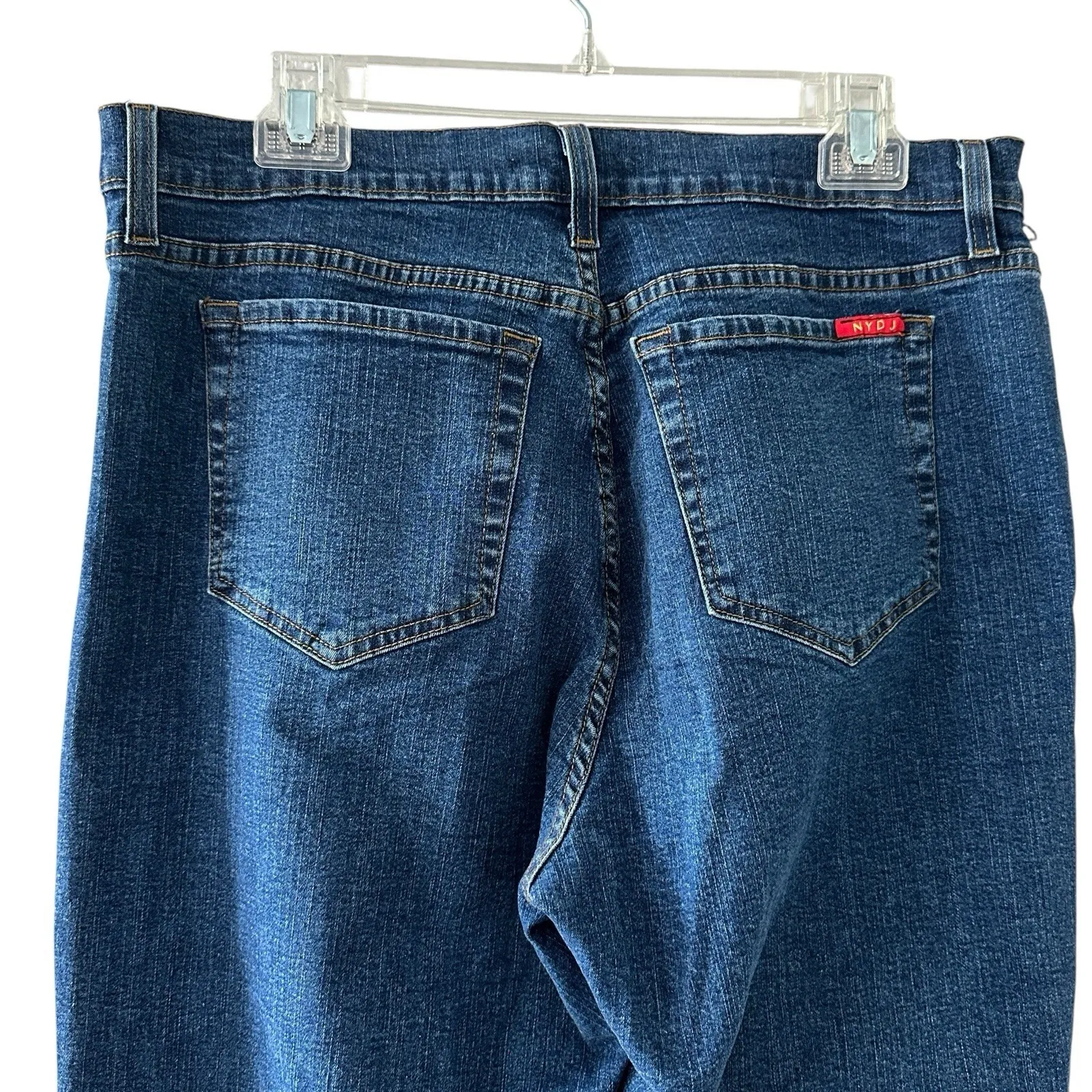 NYDJ Tummy Tuck Jeans Women's Size 16 Made in USA Cropped Denim Straight Leg‎ - Image 4