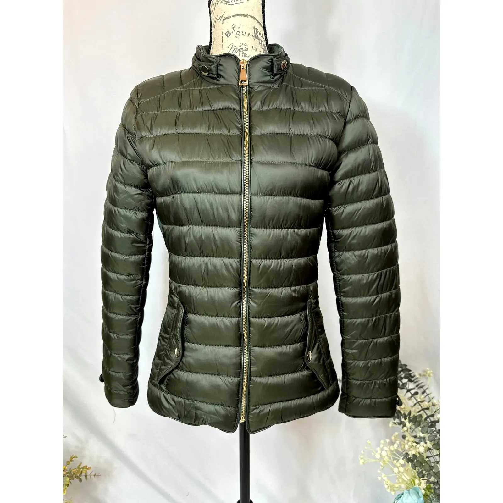 Sweet Look Womens Puffer Jacket Forest Green size L Size L - Image 6