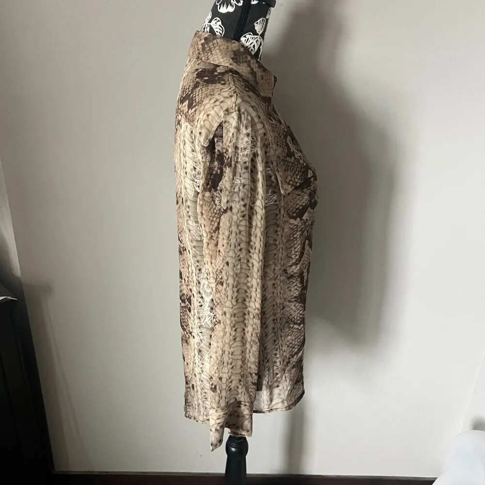 EQUIPMENT Pure Silk Snake Print Shirt Sz XS Neutral Luxury Utility Designer - Image 5