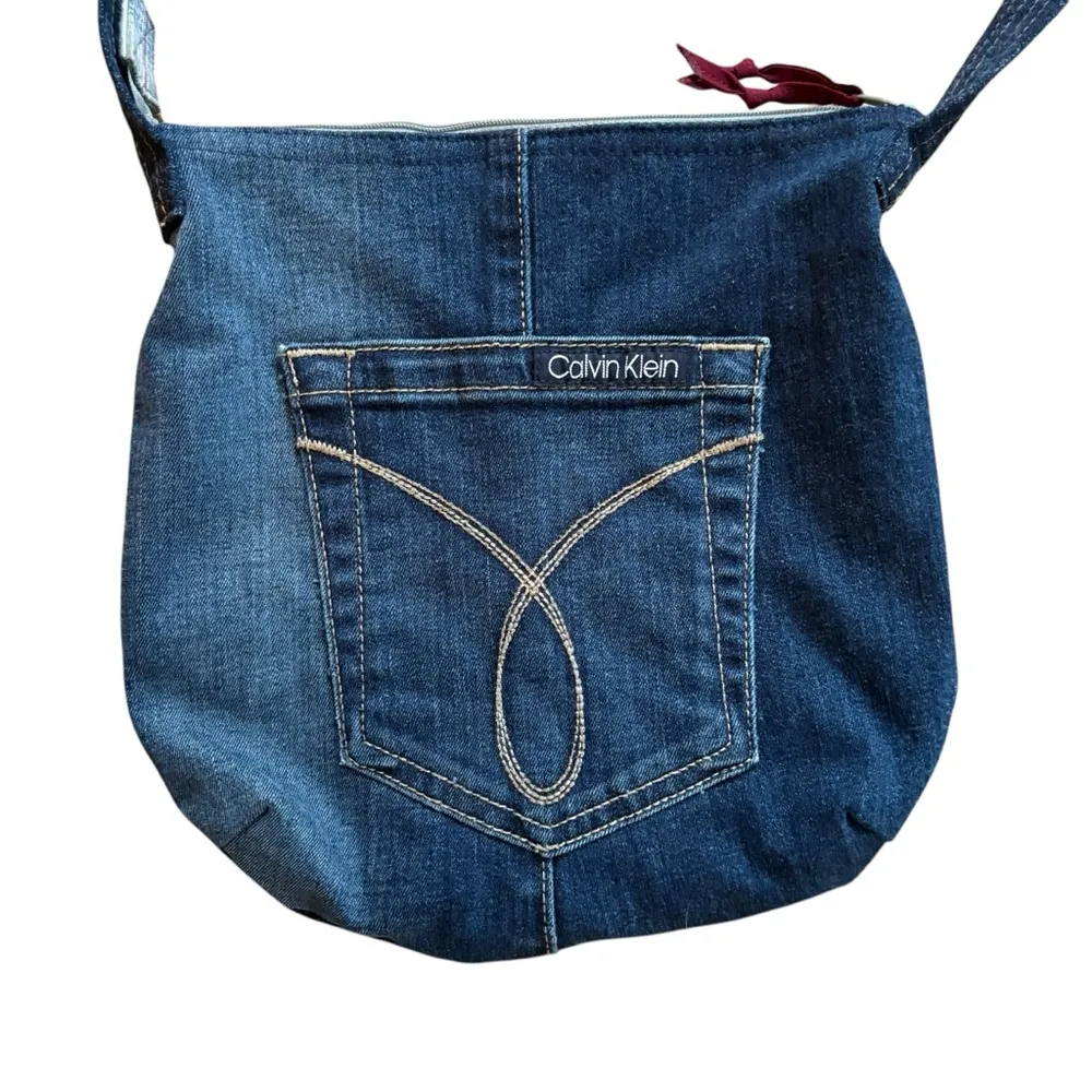 Y2K Calvin Klein Denim Shoulder/Crossbody Bag Blue Jean Pocket Pockets Handmade - Image 2