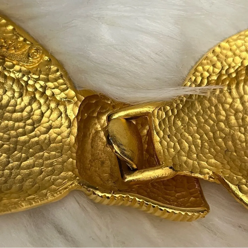Margarita Barrera Vintage Signed Gold Bow Buckle Belt OS - Image 8
