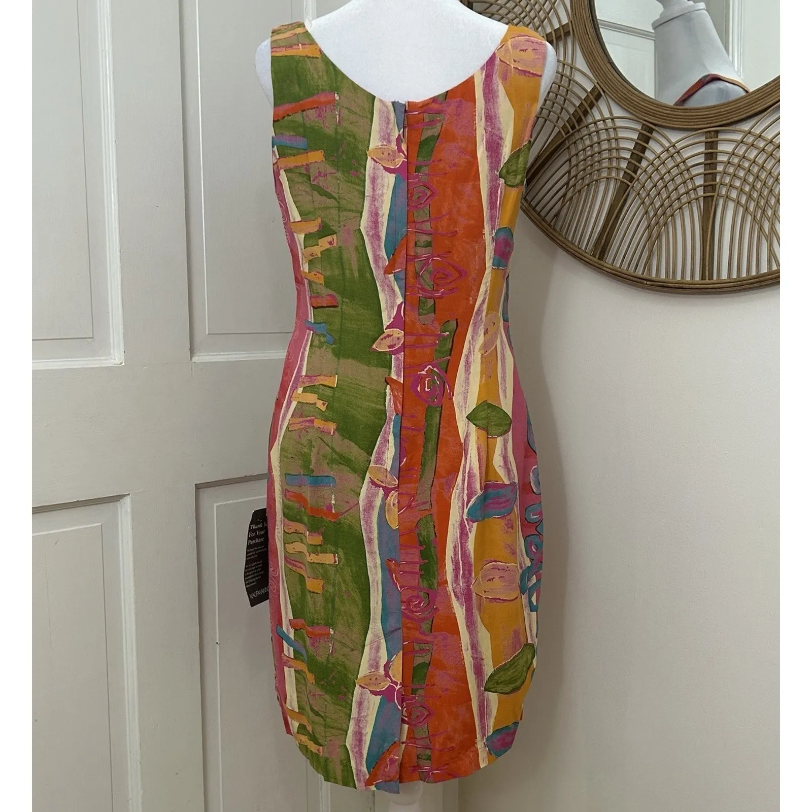 Rabbit Designs Dress Sz 8‎ Petite Artsy 80's Colorful Abstract Sleeveless Sheath - Image 2