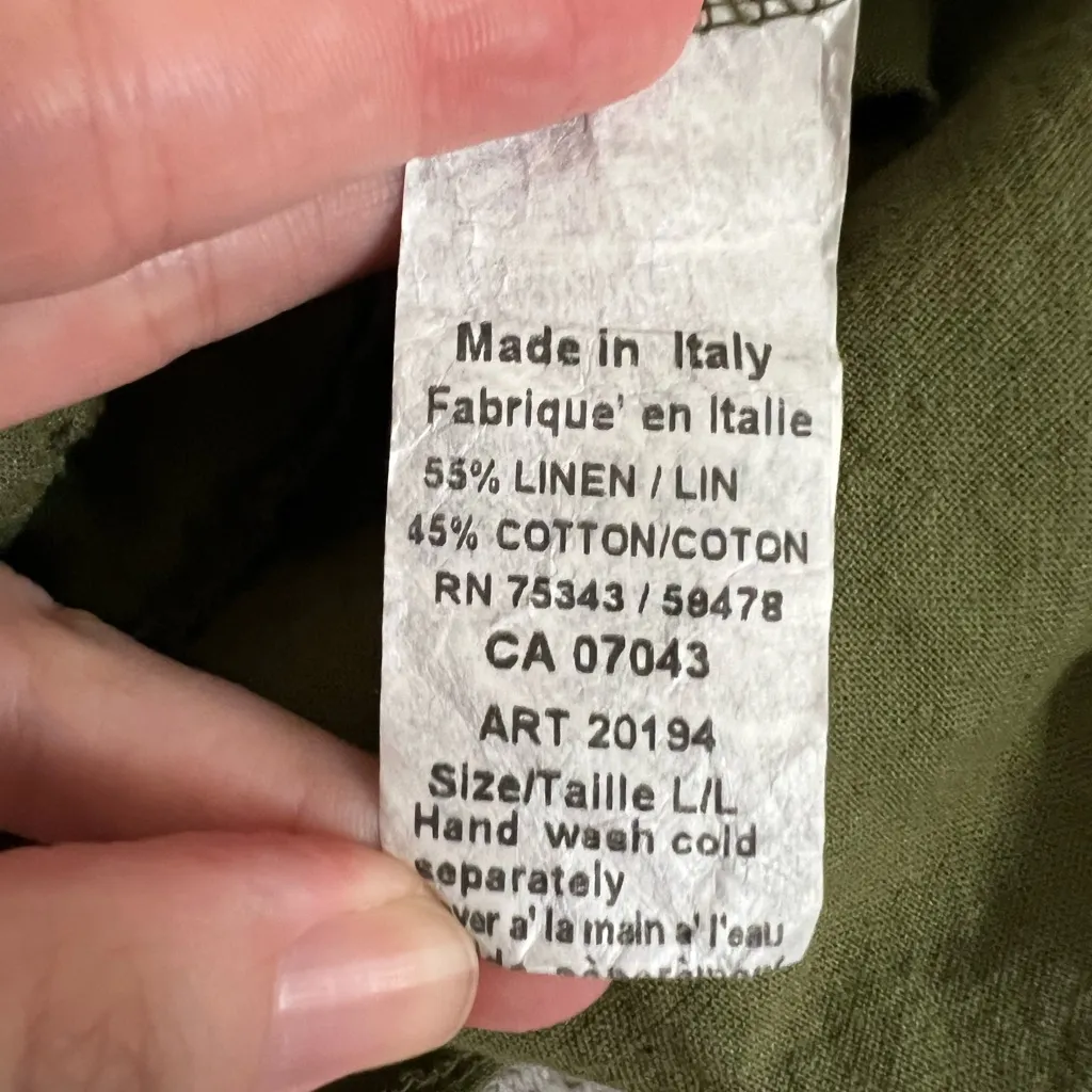 Women's Terzo Millennio Olive Green Linen Tunic Dress Size L Size L - Image 9