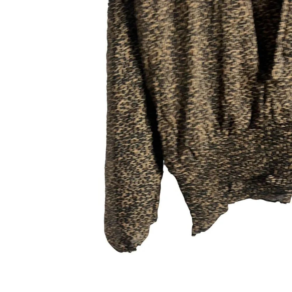 Michael Kors Leopard Animal Print Tie Neck V-Neck Smocked Blouse Size Large - Image 3