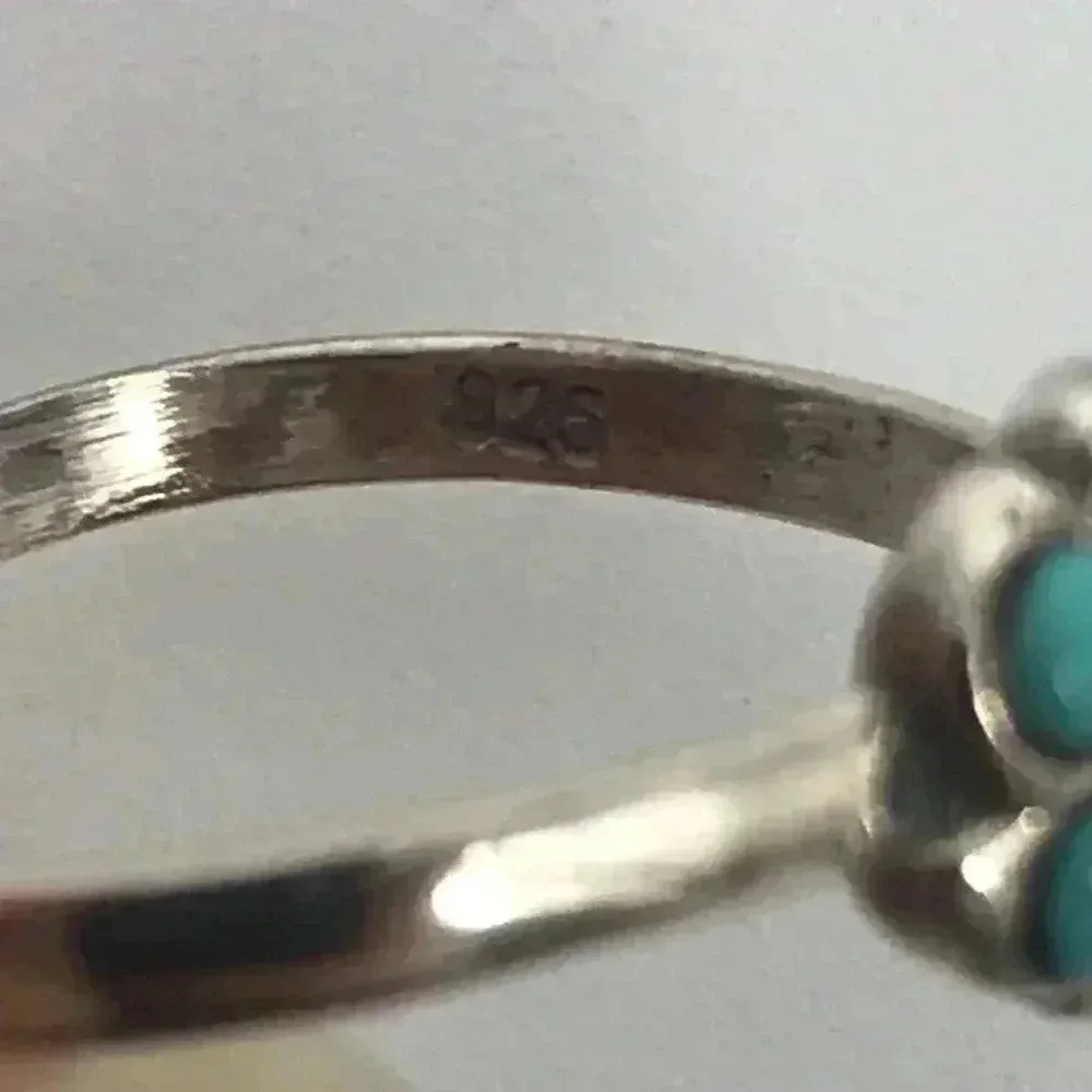 925 STERLING SILVER BEADED FLOWER ADJUSTABLE OPEN TOE RING SIZE XS Green - Image 9