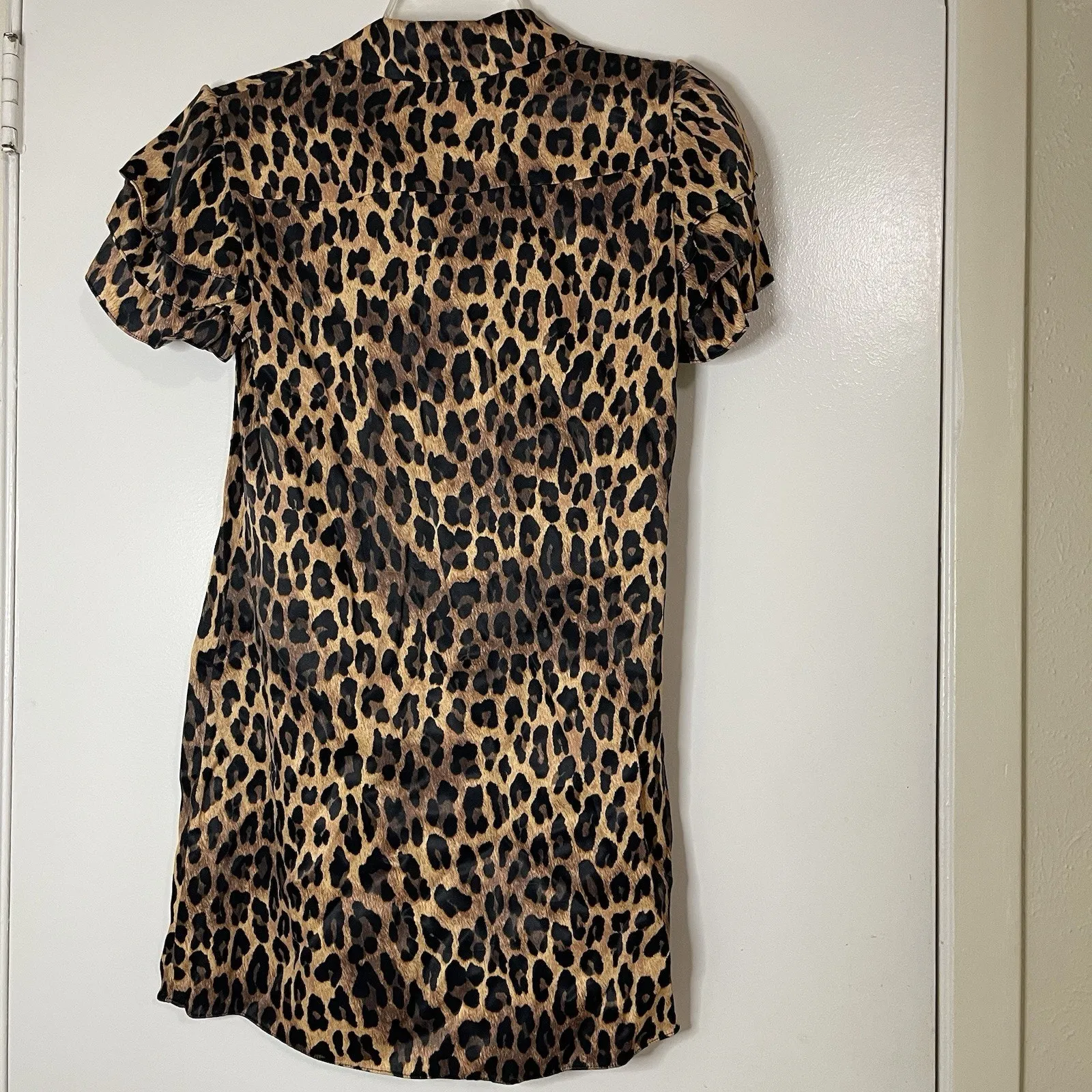 ALICE + OLIVIA Jude Tunic Leopard Short Sleeve Mini Shirtdress XS $395‎ - Image 7