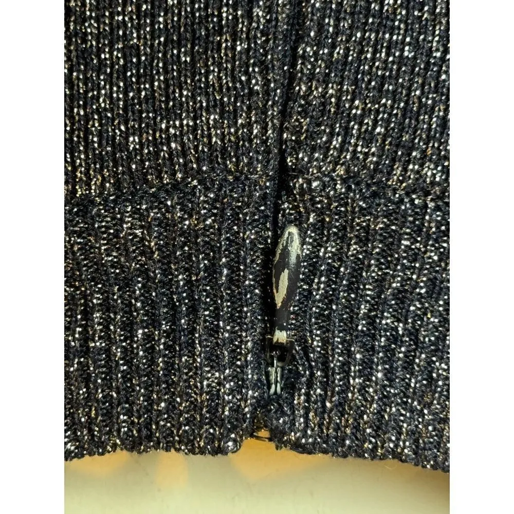 Sachin + Babi Dress Womens Small Navy Blue Metallic Knit Puff Sleeve Amelie Mini - Image 8