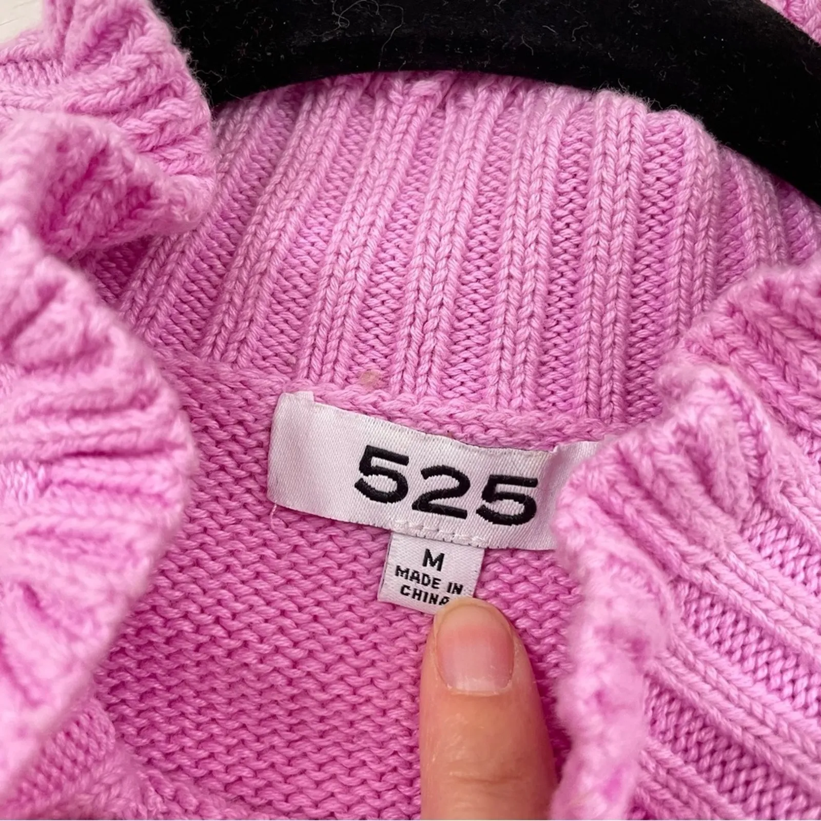 525 America Barbie Pink Ribbed Knit Ruffled Hem Cropped Sweater Womens M Girly - Image 8