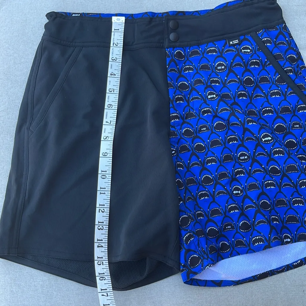TomboyX Black and Blue Swim Shorts shark print size small - Image 5