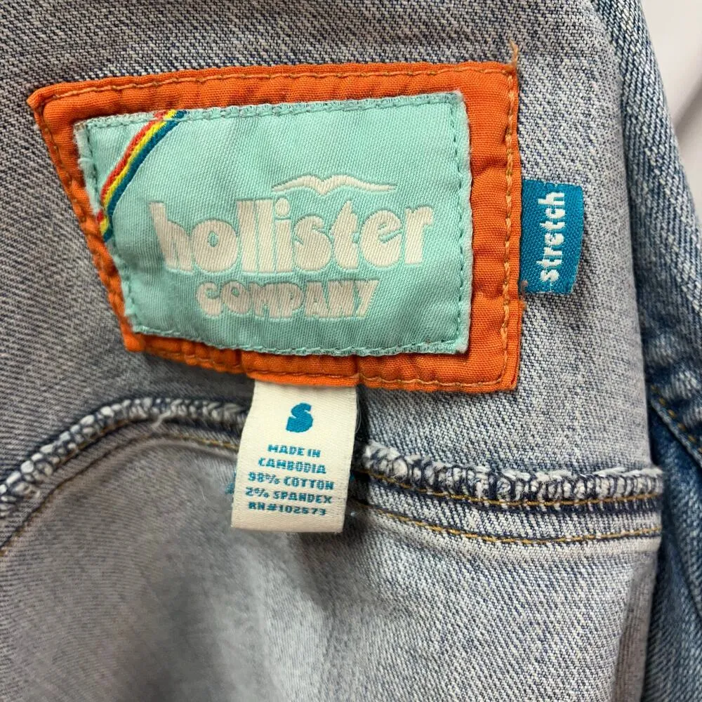 Vintage Y2K Hollister Company Denim Trucker Jacket Light wash Stretch Juniors Sm - Image 2