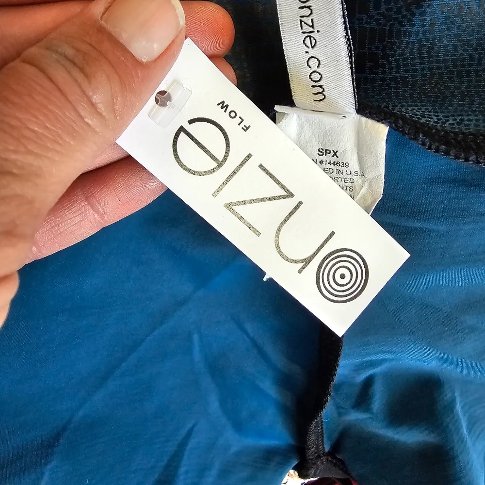 Onzie Fiji Teal & Black Reptile Full Length Leggings Size XS - Image 9