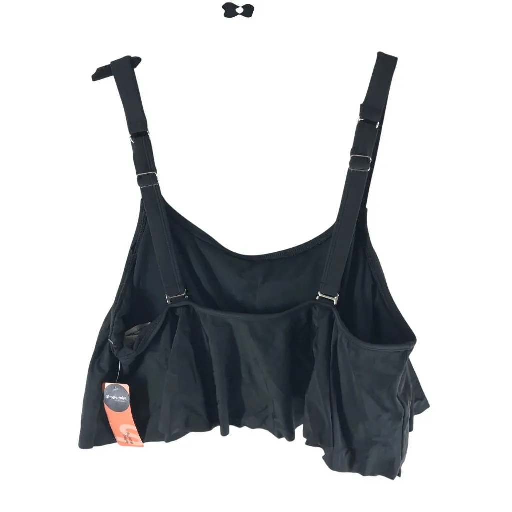 Shapermint Ruffled Bikini Top Removable Cups Adjustable Straps Black 2XL Size 2X - Image 2