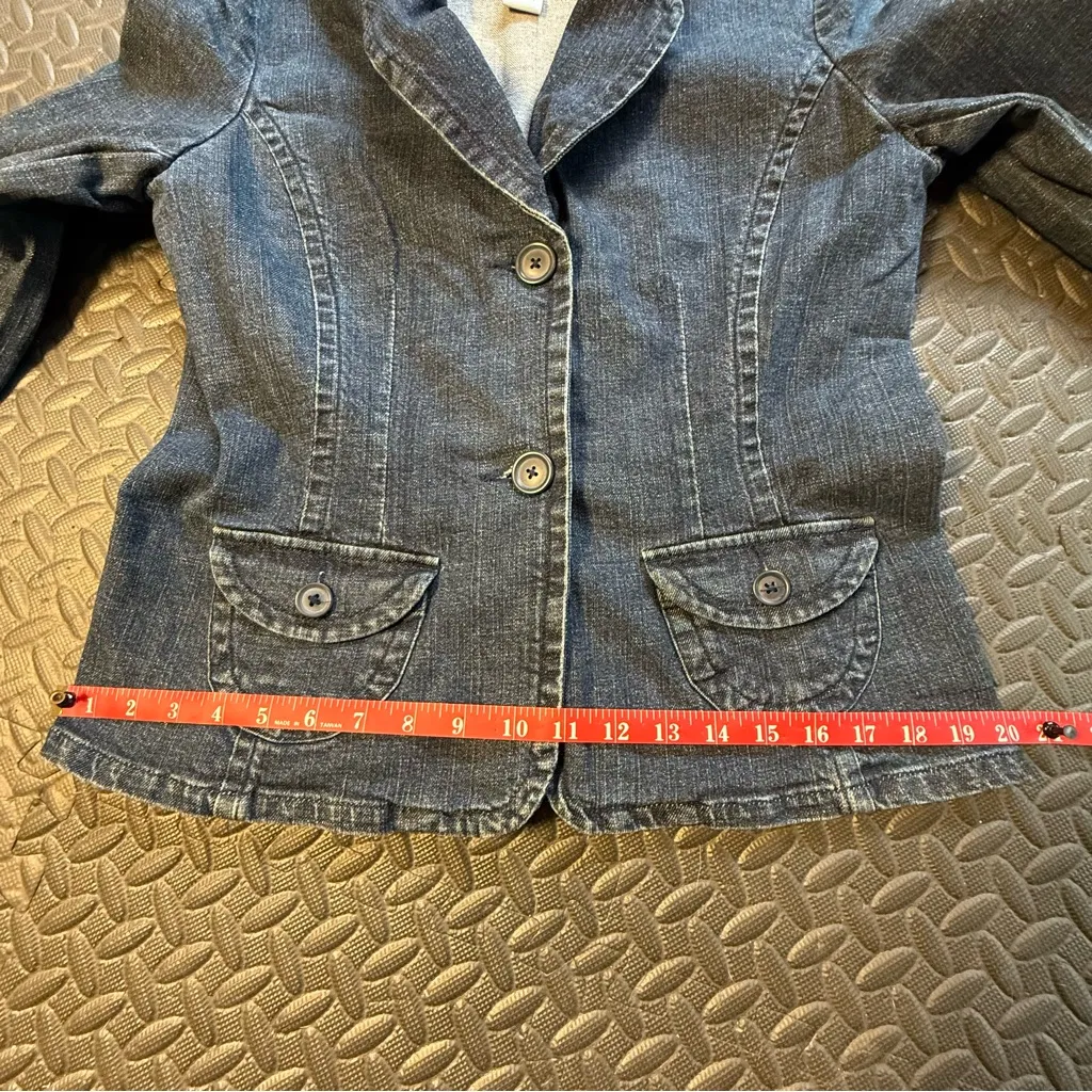 Bass Denim Blazer With Tailored Seaming Blue Size M - Image 9