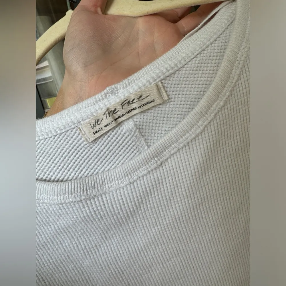 Free People waffle knit oversized top tunic sweater textured loose thermal boat - Image 2