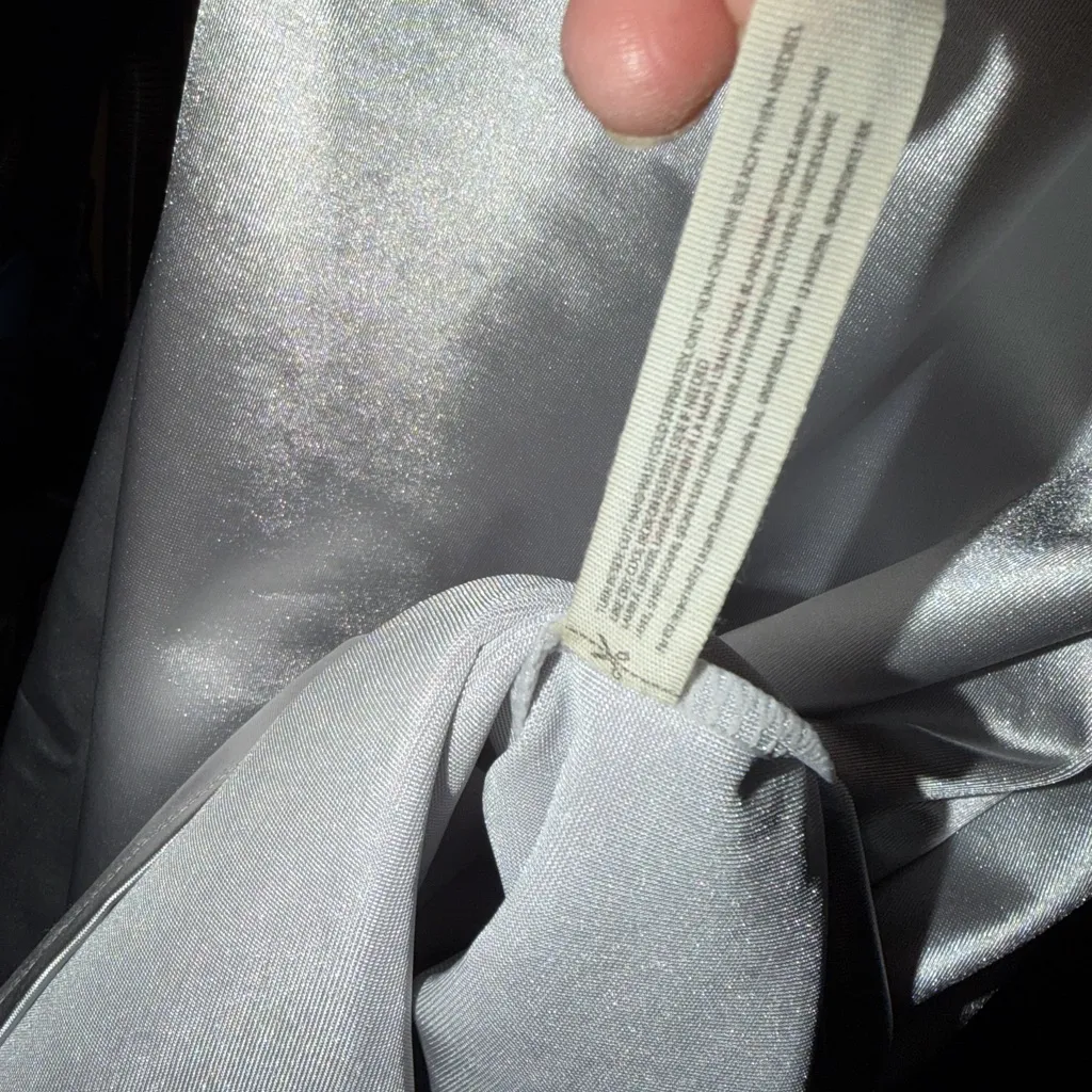 Free People Casino Gone Glam Silver Tie Shoulder Satin Shimmering Midi Size M - Image 14