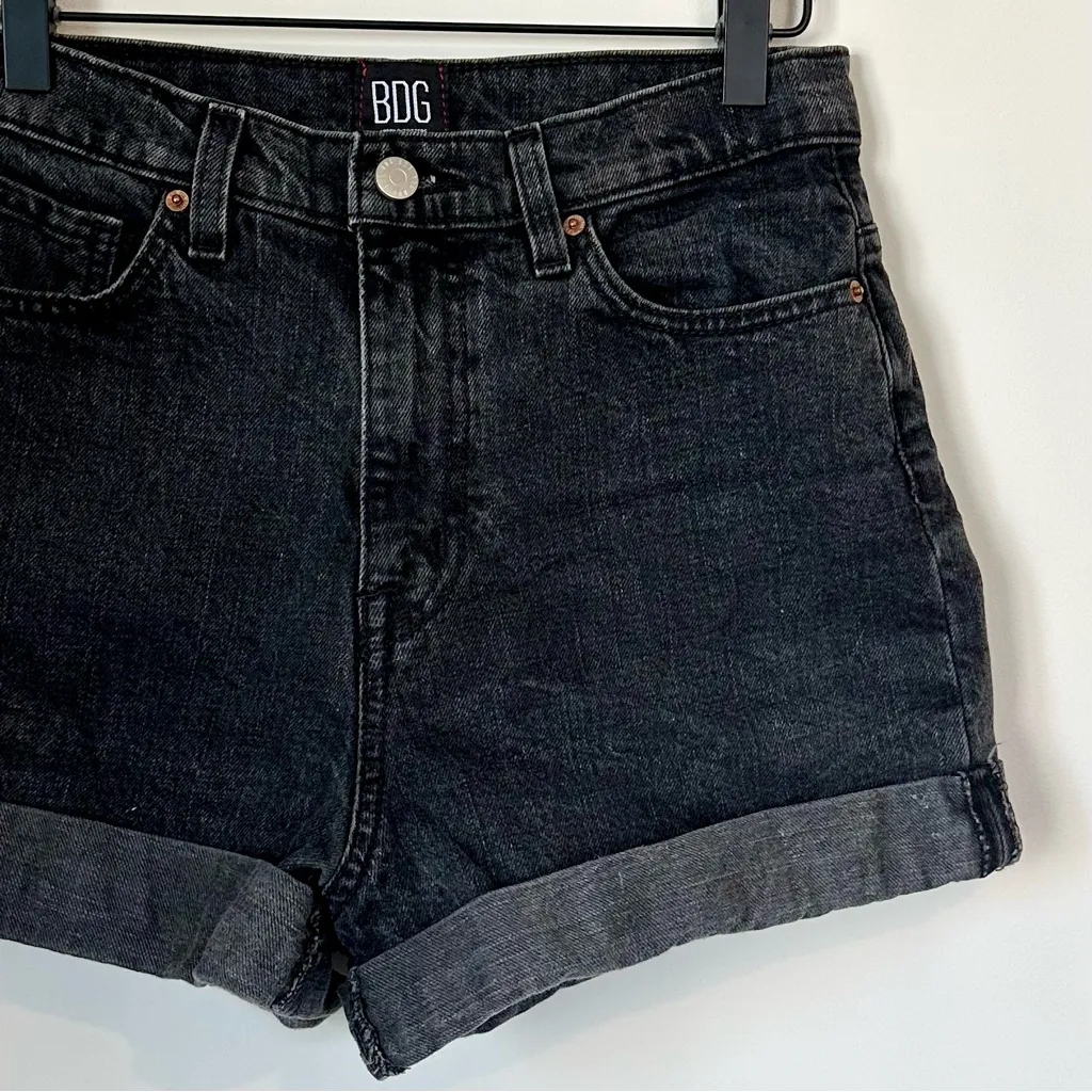 Urban Outfitters BDG Women's Washed Black Mom High Rise Jean Shorts - Size: 27 - Image 7