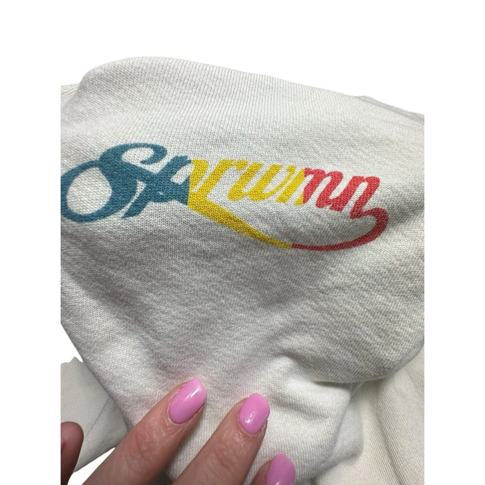 SPRWMN Revolve Sz Small Script Logo Hoodie Sweatshirt Cream Long Sleeve #KL11 - Image 10