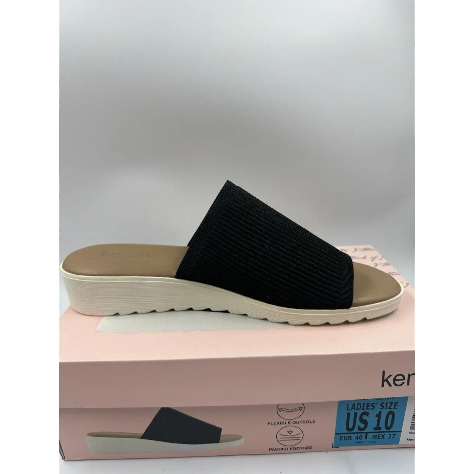 Kensie Women's Knit Slip On Small Platform Sandals Black Size 10 New - Image 8