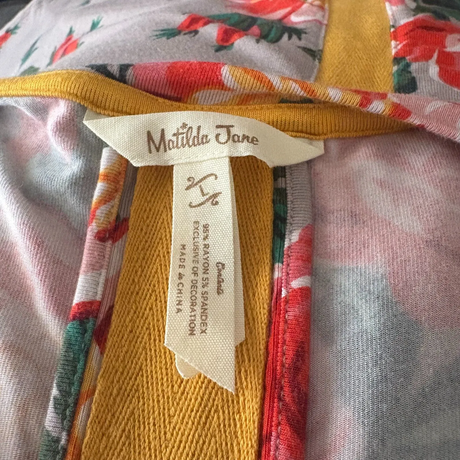 Matilda Jane Say I'm a Dreamer Floral Swing‎ Dress Gray Long Sleeve Size Large - Image 5