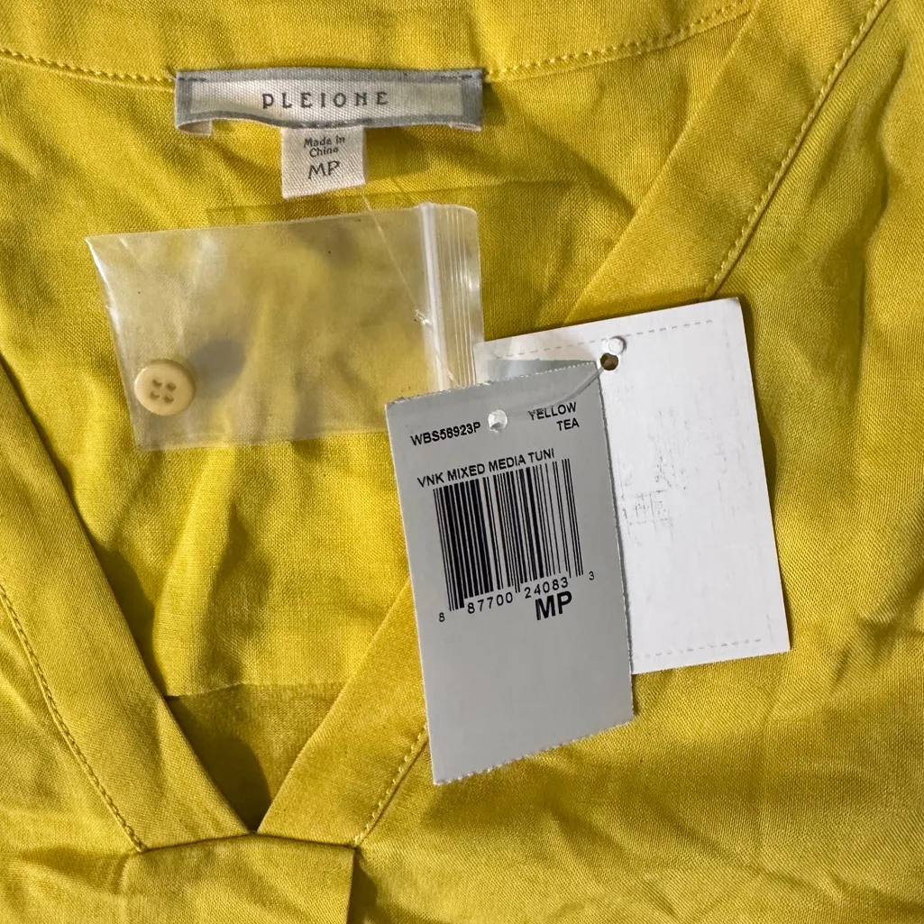 Pleione Womens Yellow‎ Polyester Blouse Long Sleeve Tunic Size MP Anthropology - Image 6