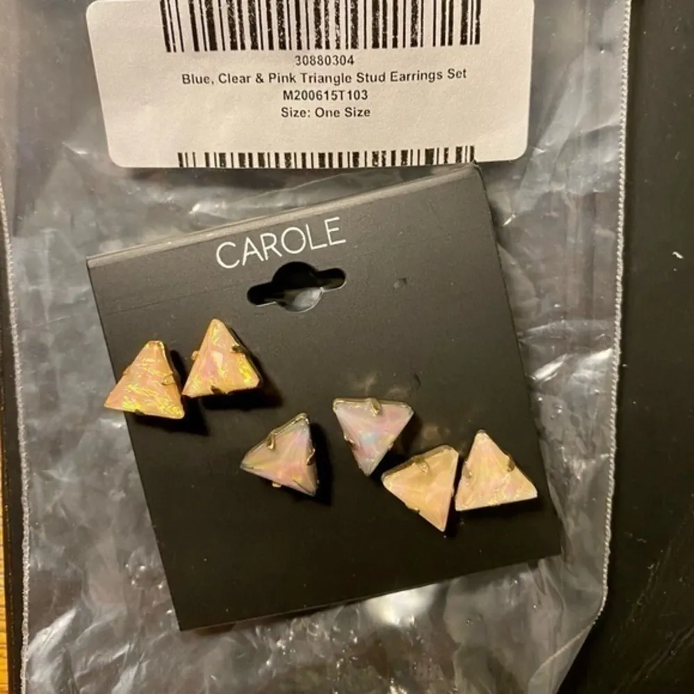 CAROLE Triangle Stud Earring Blue, Clear, Pink - Image 5