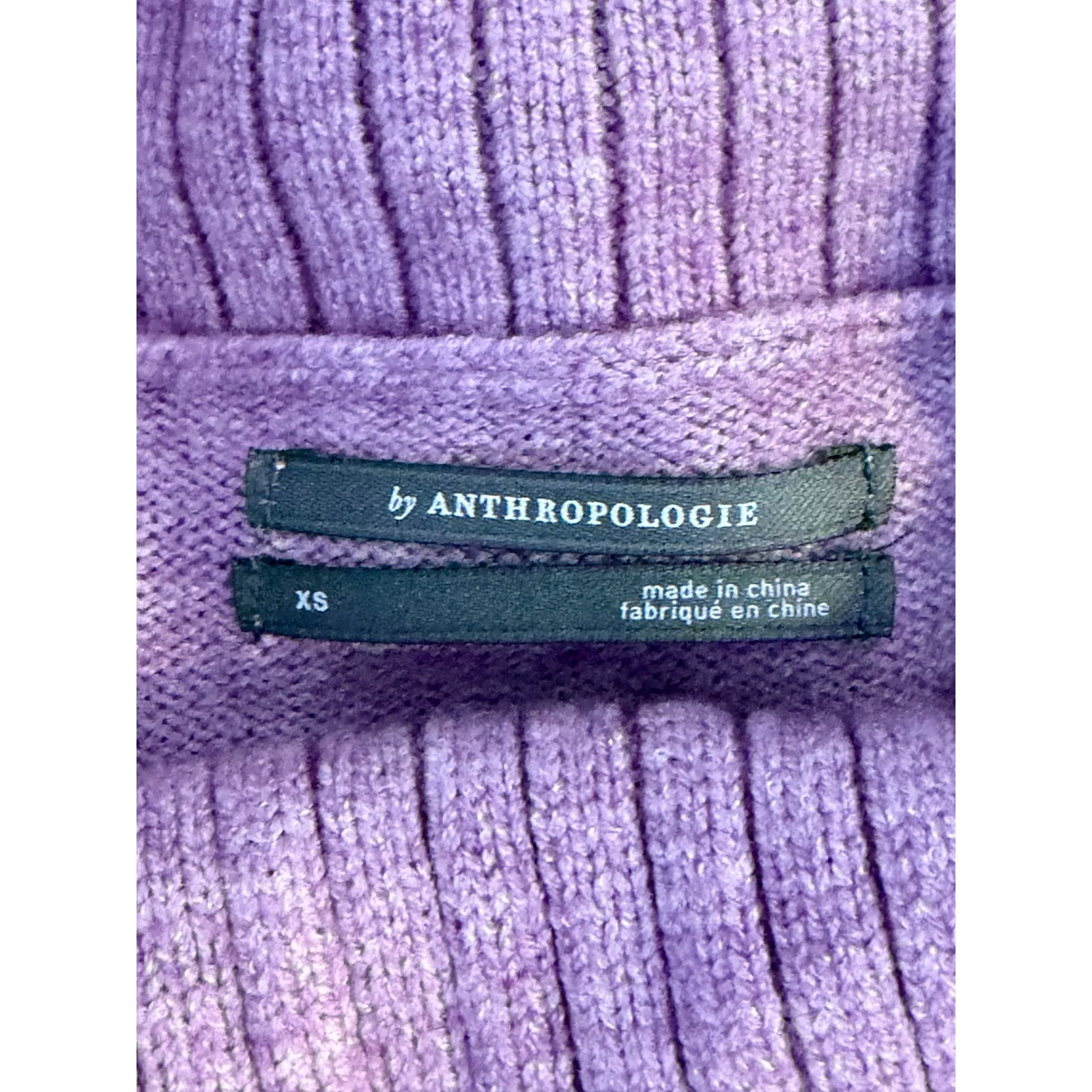 By Anthropologie Lavender Cowl Neck Ribbed Sleeve Sweater XS - Image 12