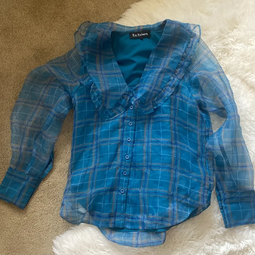 EN SAISON PLAID ORGANZA BLOUSE xs - Image 3