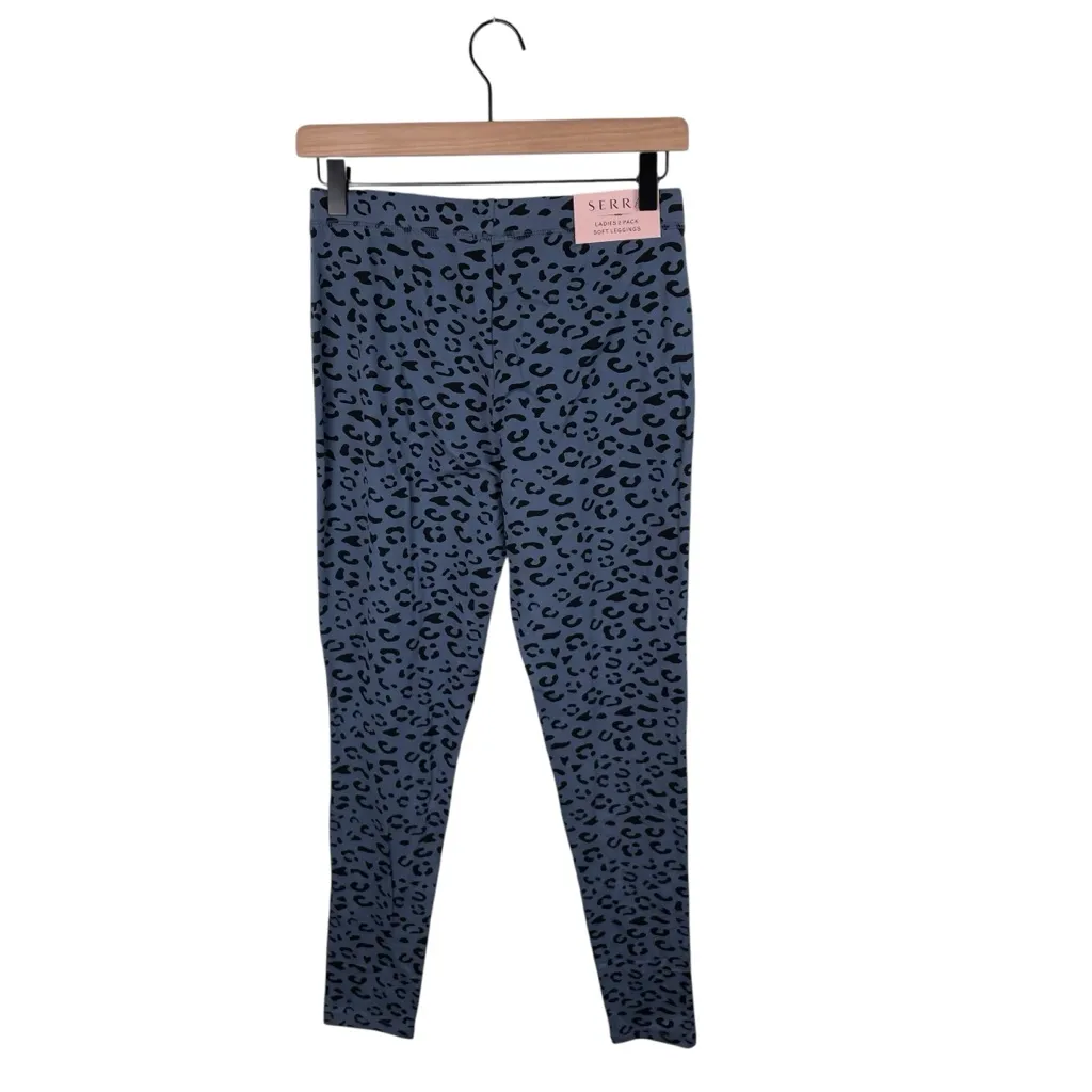 NEW Serra Women's Soft Leggings Blue Leopard Print Size Medium Aldi Loungewear - Image 2