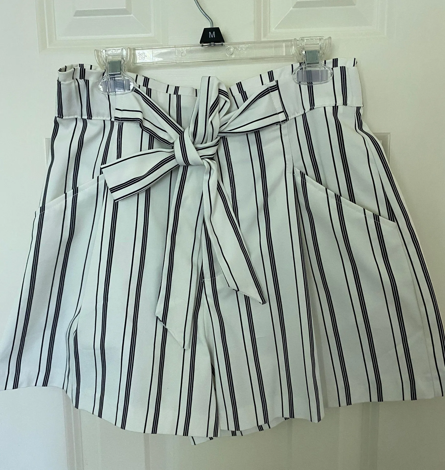 ZARA Paperbag Pinstripe Shorts - Image 3