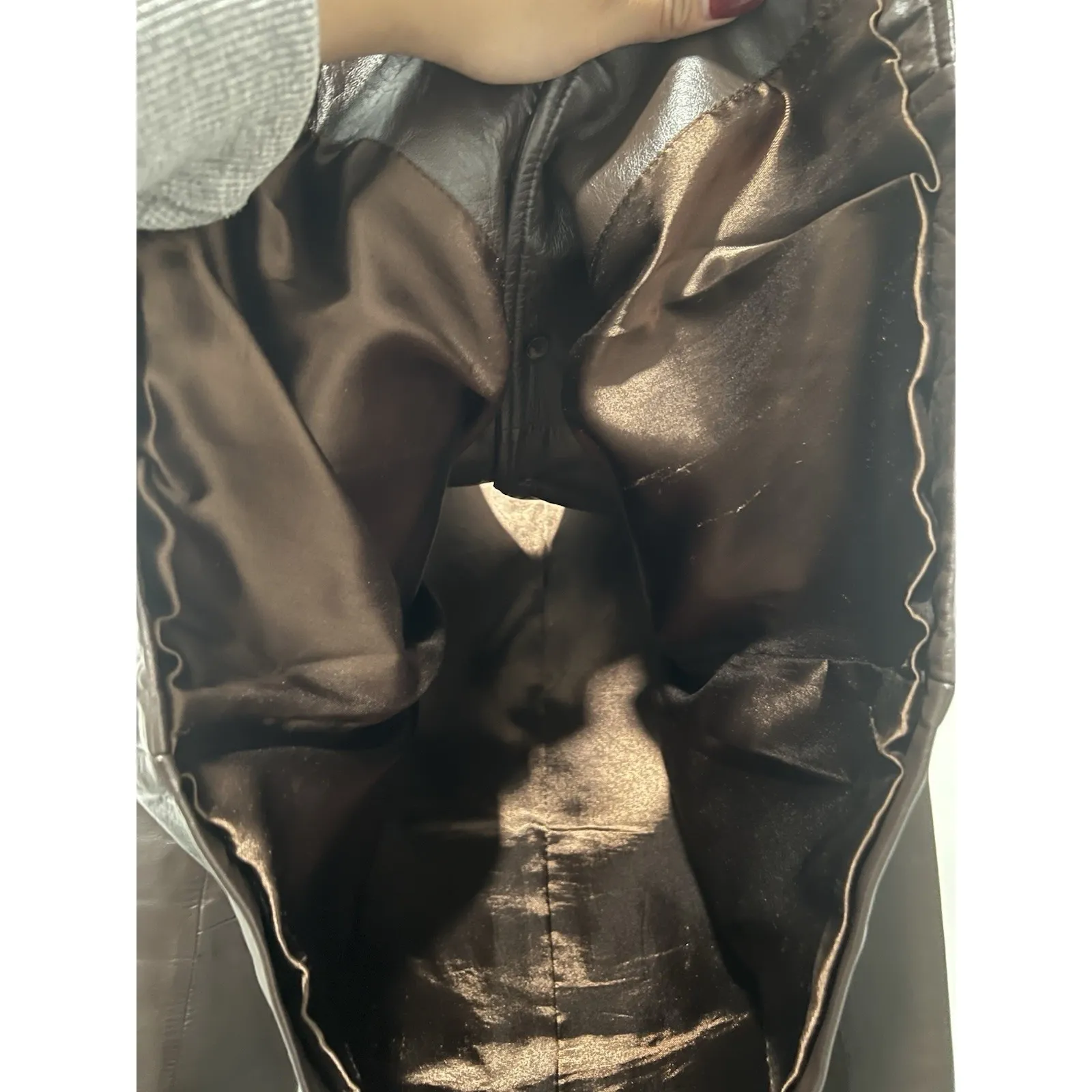 Vtg Style&Co Petite Genuine Leather Brown Button Jacket Pockets Size Medium Y2K - Image 6