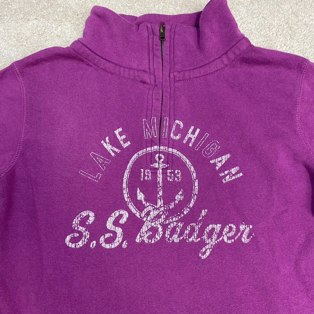 MV Sport Lake Michigan S.S. Badger Pullover Collared Graphic Sweatshirt Size L - Image 2