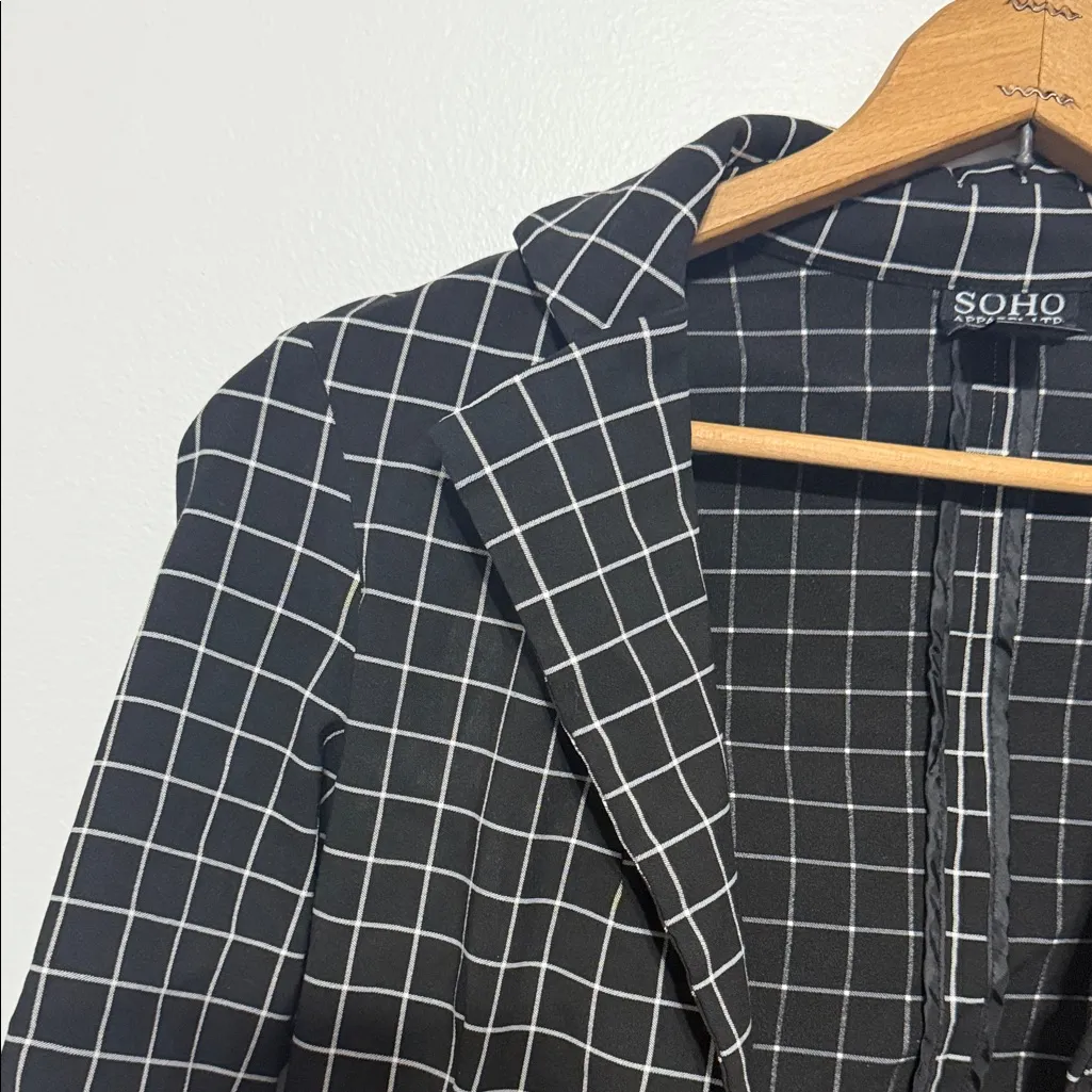 Soho Black and White Grid Blazer - Image 3