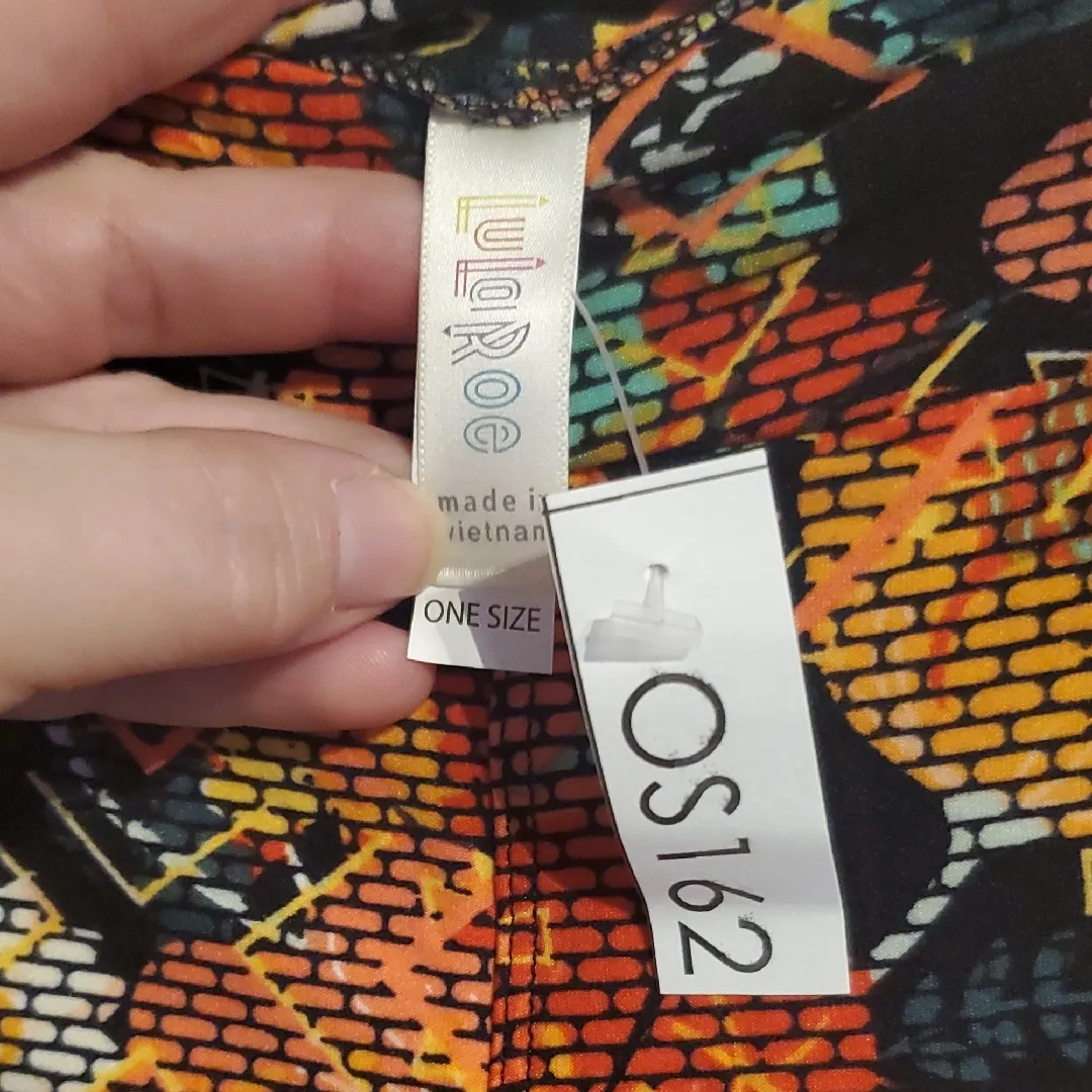 LuLaRoe Abstract Patterned Leggings - Orange, Green, Black - Image 2