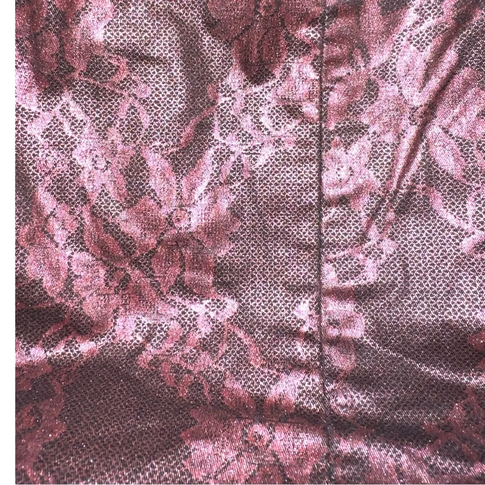 Purple and black print baggy Women's Bag. Has faux leather round strap - Image 4