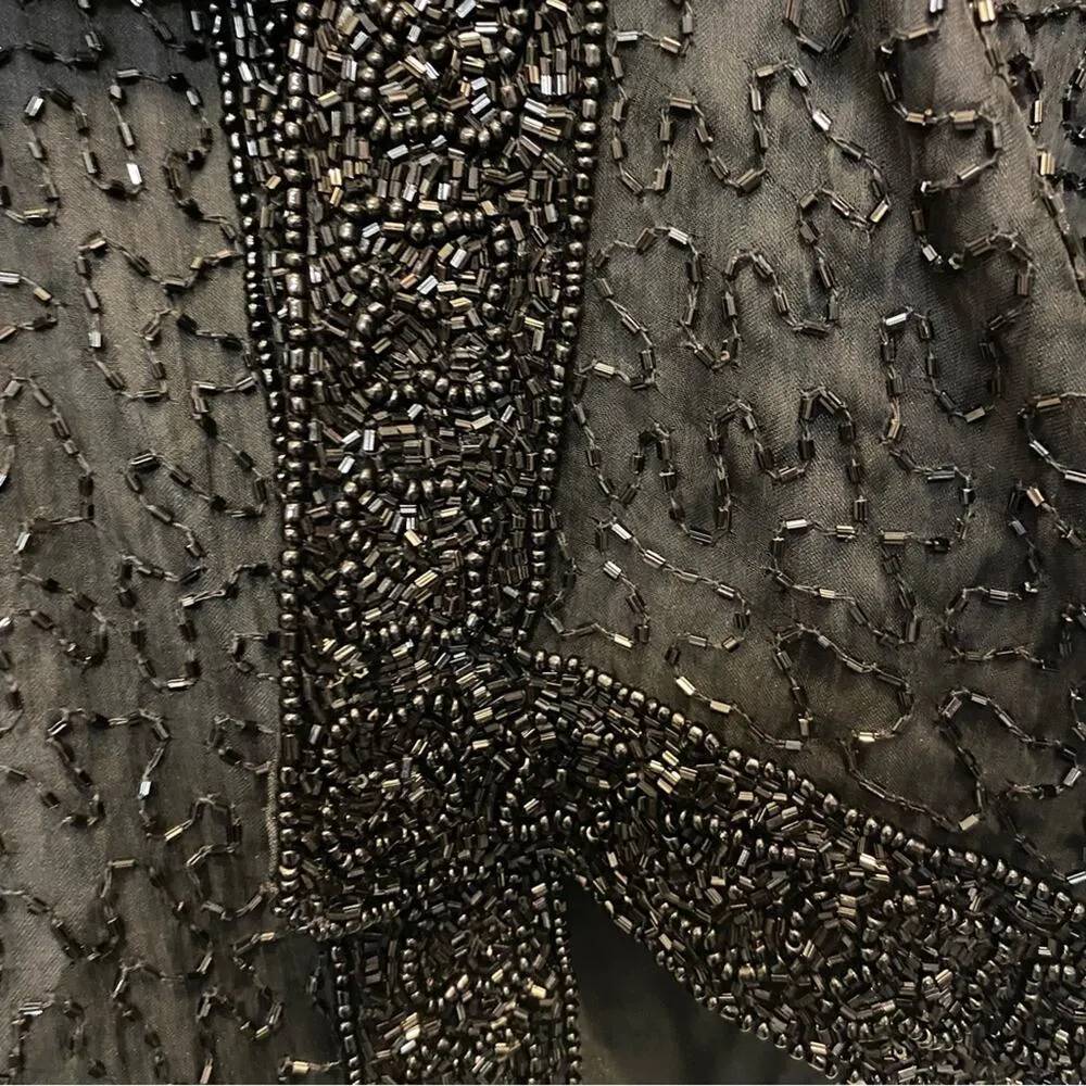 Laurence Kazar Beaded Cardigan Jacket 100% Silk Top Clasp Black Made India NWT - Image 5