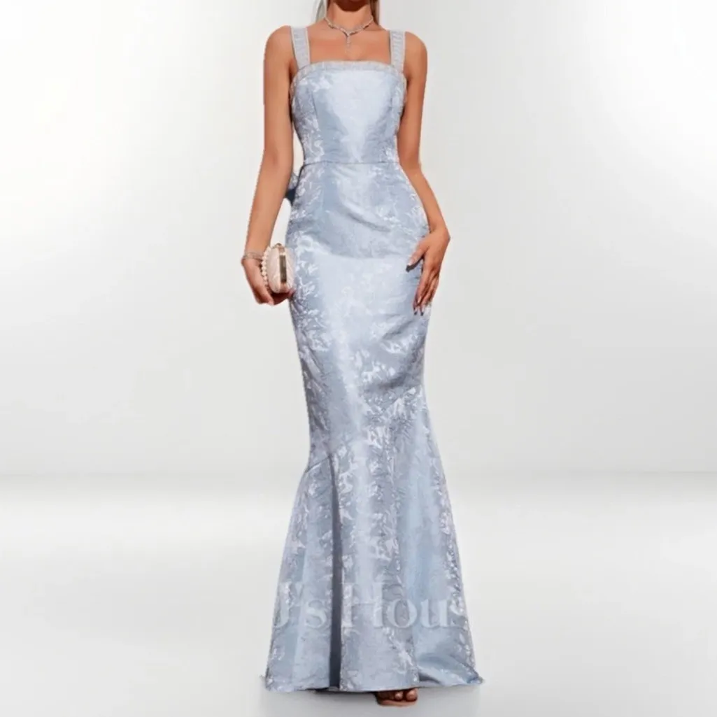 Blue Brocade Mermaid Corset Gown With Pearls Cinderella Dress Size Medium/Large - Image 7