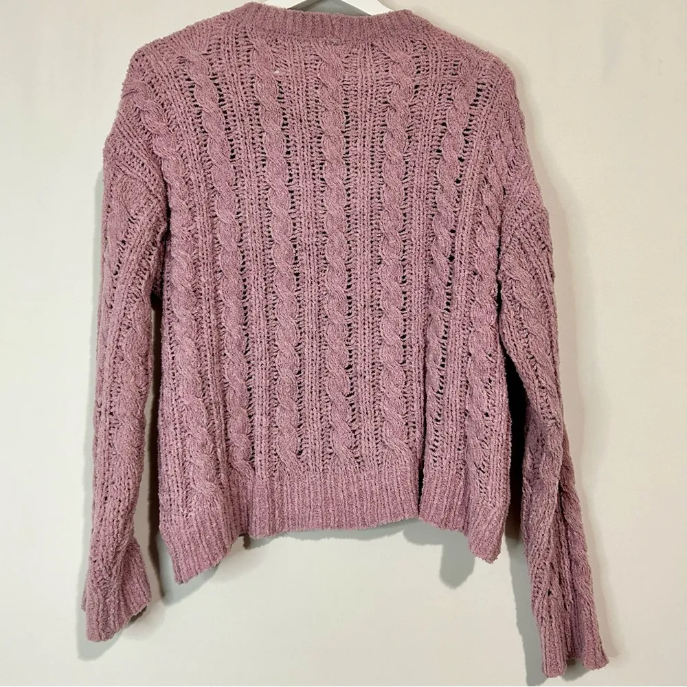American Eagle Women’s Long Sleeve Loose Knit Pullover Sweater Dusty Pink Medium - Image 7
