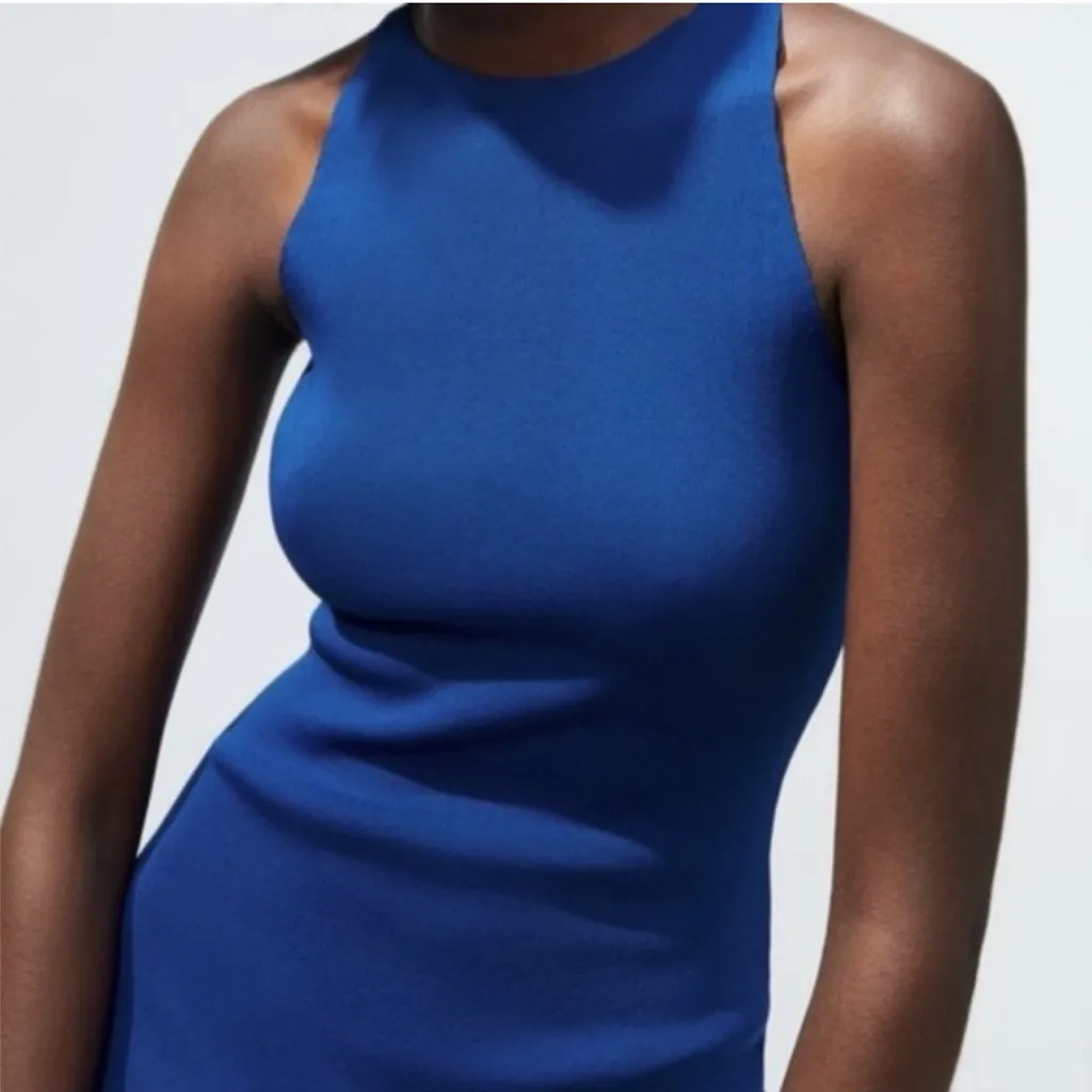 Zara Vibrant Blue Knit Midi Sweater Dress Size S - Image 11