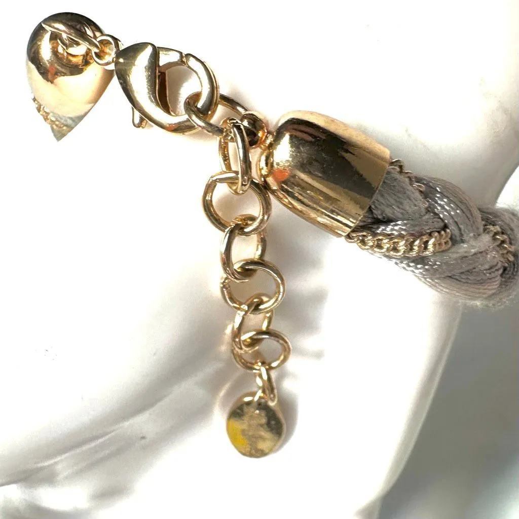 Laura Janelle Braided Fabric Bracelet with Flower & Stone Charms - Image 7