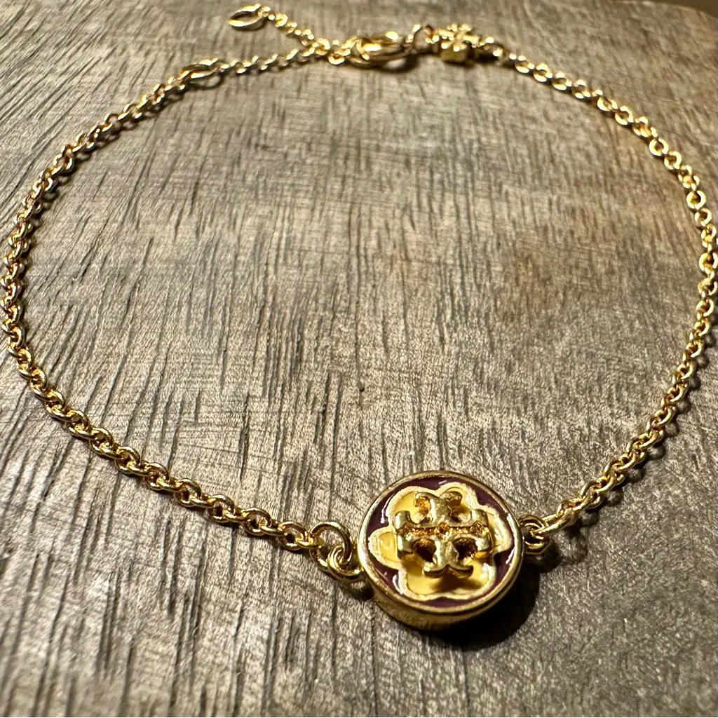 New TORY BURCH Kira Enamel Pendant Bracelet in 18kt Gold-plated Brass with Tag - Image 5