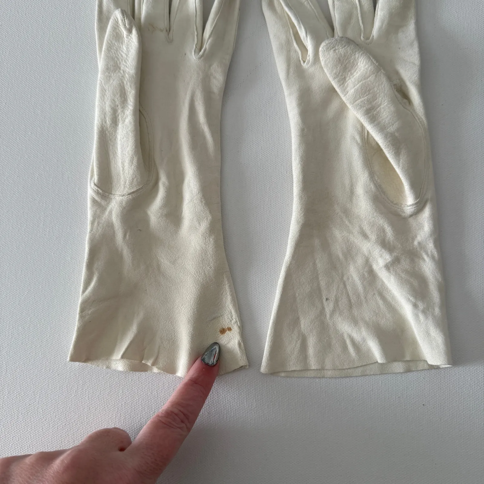 50s SMITH Vintage White Washable Doeskin Mid - Image 4