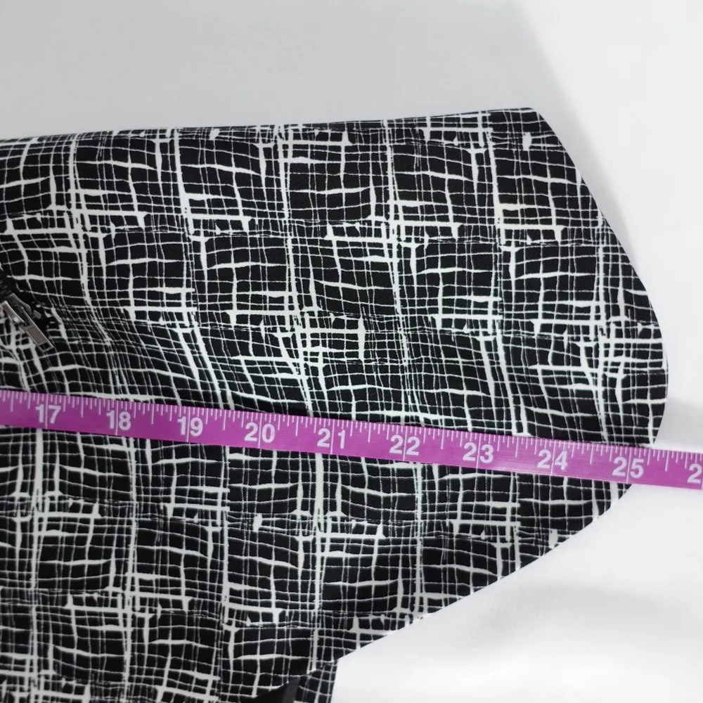 Women's | Halogen | Black & White Lined Abstract Zipper Blazer - Image 9