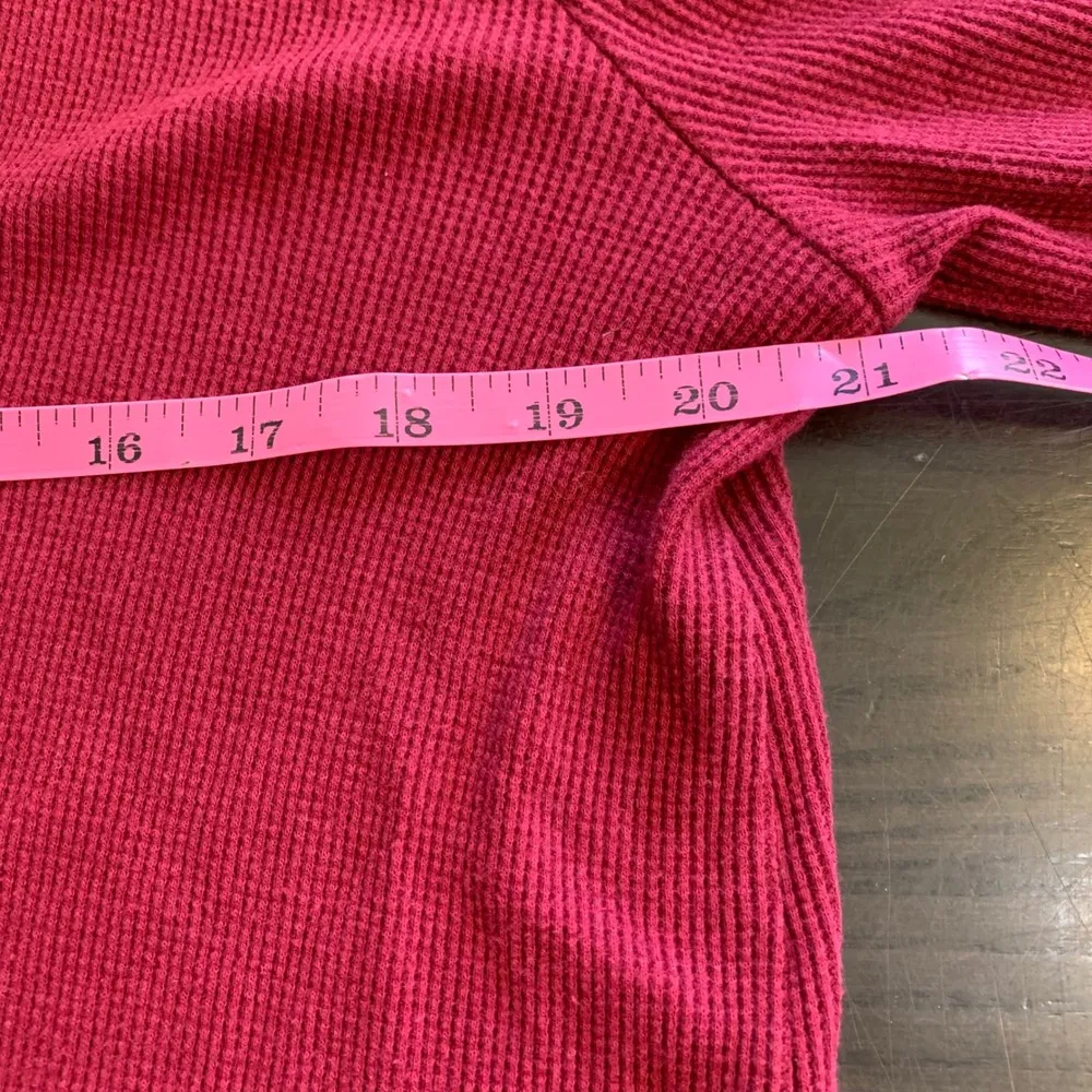 Chico's Zenergy Burgundy Waffle Knit Cardigan Hoodie 2P Open Front Pockets Artsy - Image 8