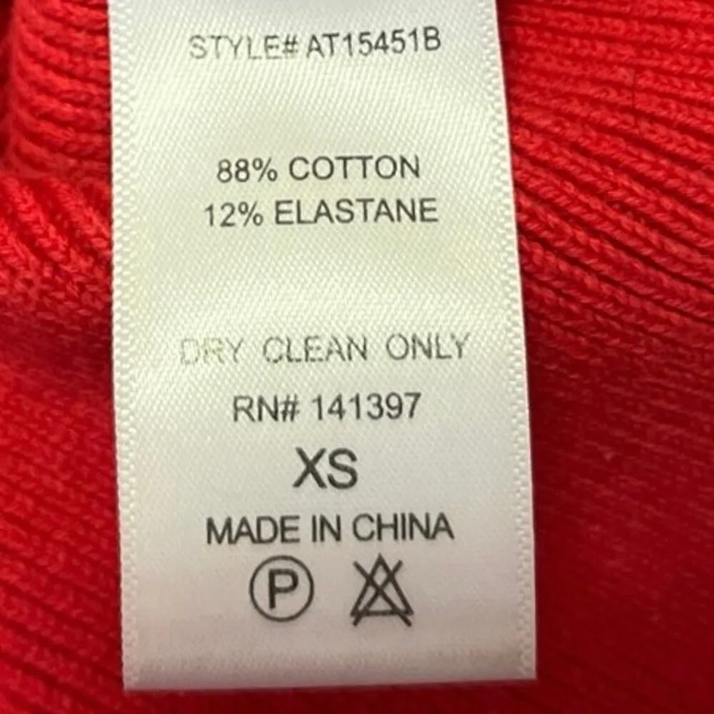 ASTR The Label Red Ribbed Long Puff Sleeve Square Neck Sweater Crop Top Size XS - Image 5