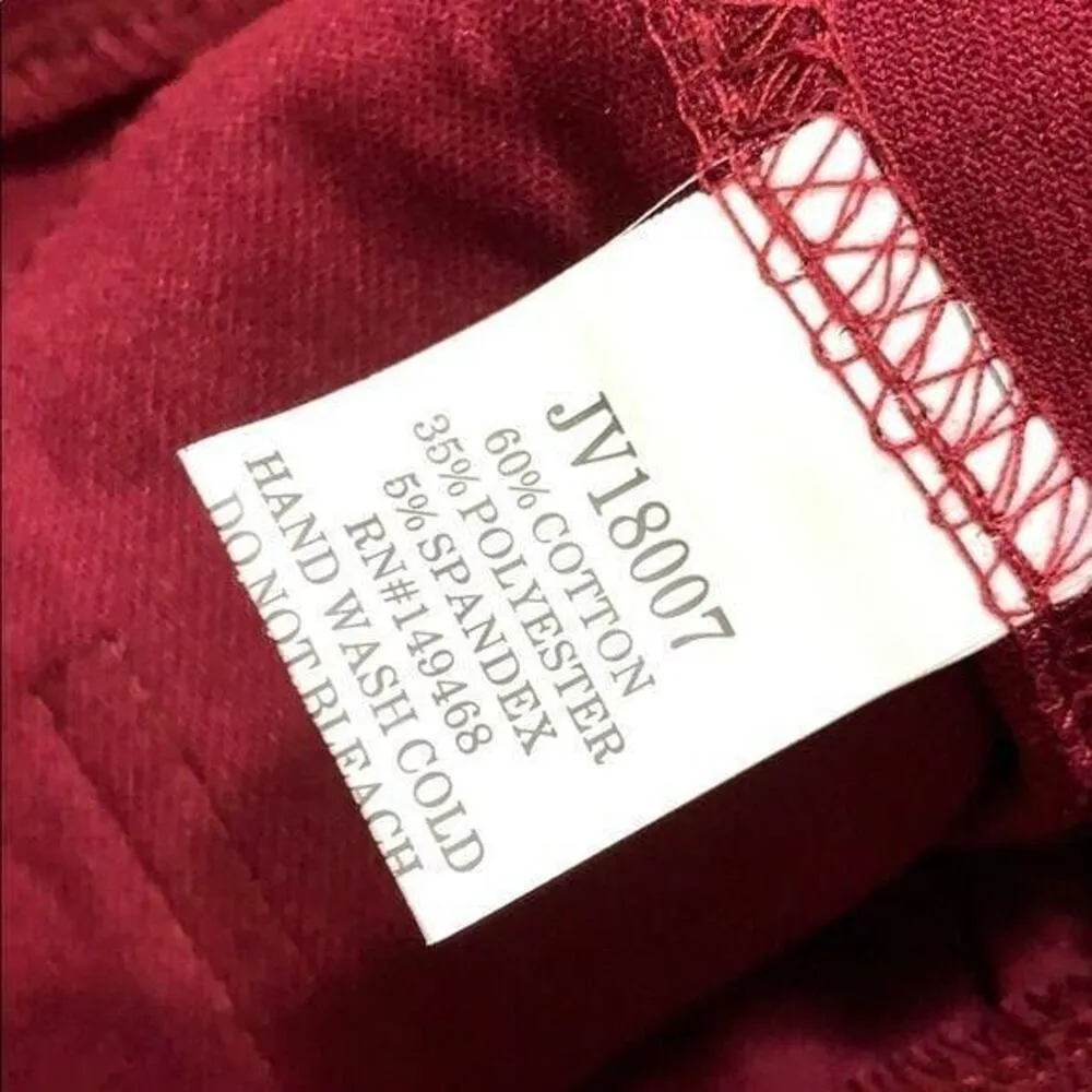 JVINI Womens Jeggings Crop Capri Leggings Skinny Slim Fit Maroon Red Large - Image 7