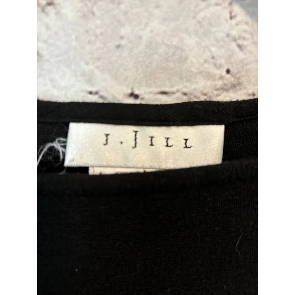 Vtg‎ J Jill Shirt Sz L Black 3/4 Sleeve Black Shirt Pullover Rayon Nylon Size L - Image 2