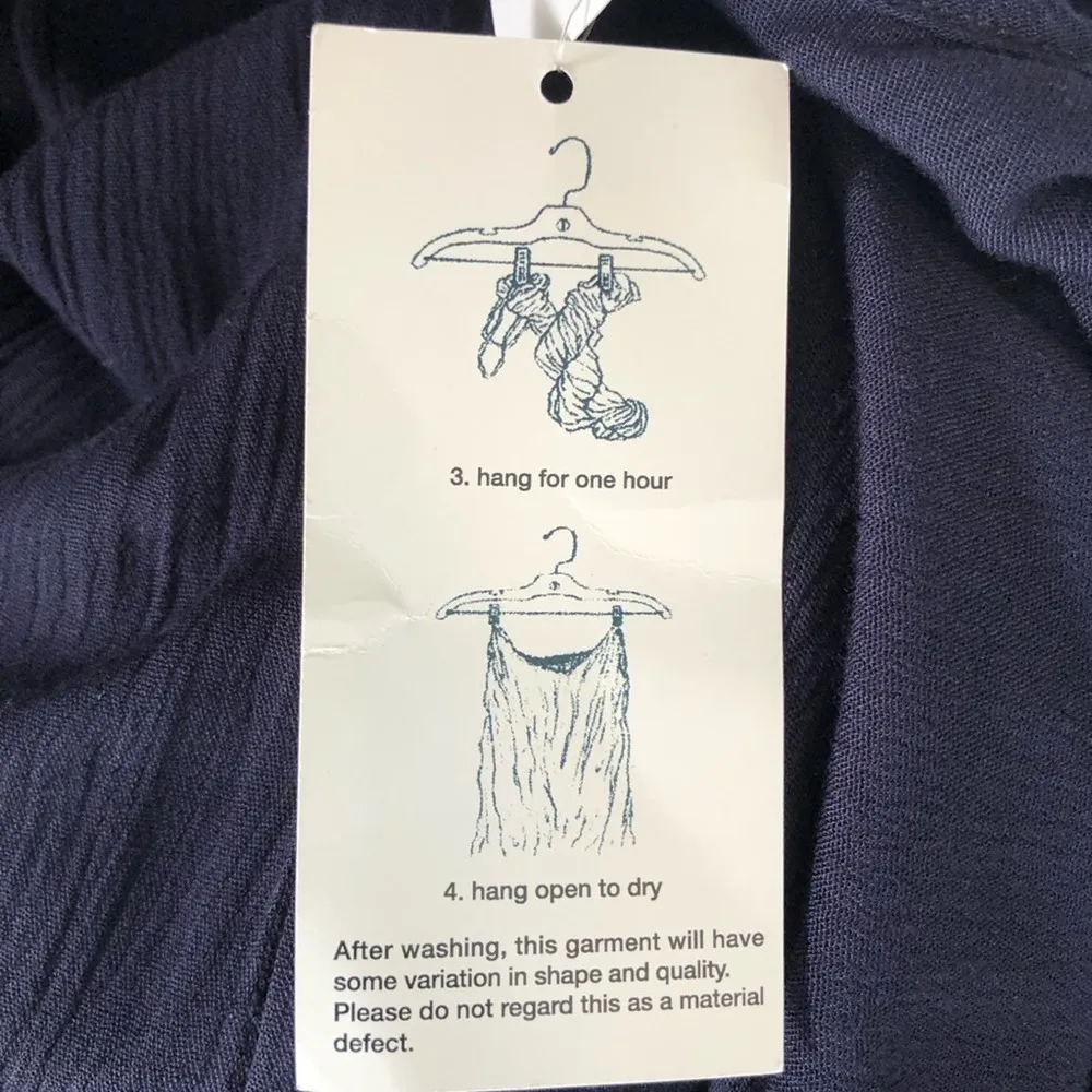 Karen Kane - Spring Dresses II - Crush MIDI Dress Navy Blue Crinkle Tiered NWT - Image 11