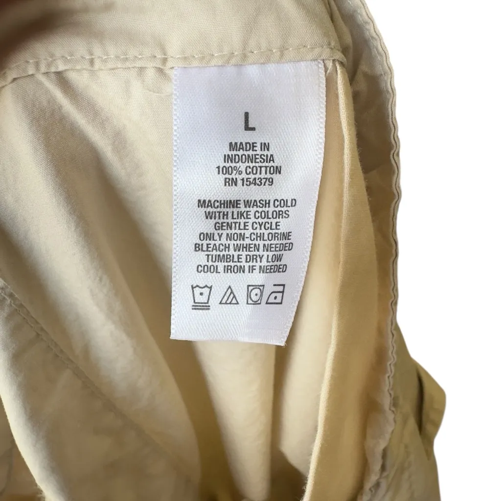 Vintage Y2K Parachute Pants Beige Cargo Drawstring Waist Baggy 90s Style L - Image 6