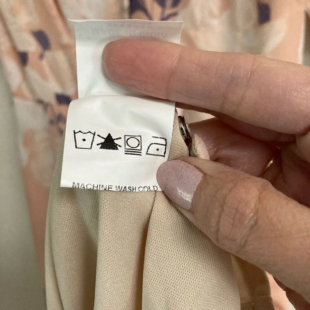 eShakti floral ombre crêpe banded empire waist plunge V maxi dress women’s /XL - Image 17